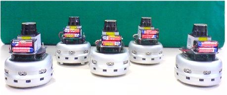 A team of 5 Khepera robots with an hokuyo